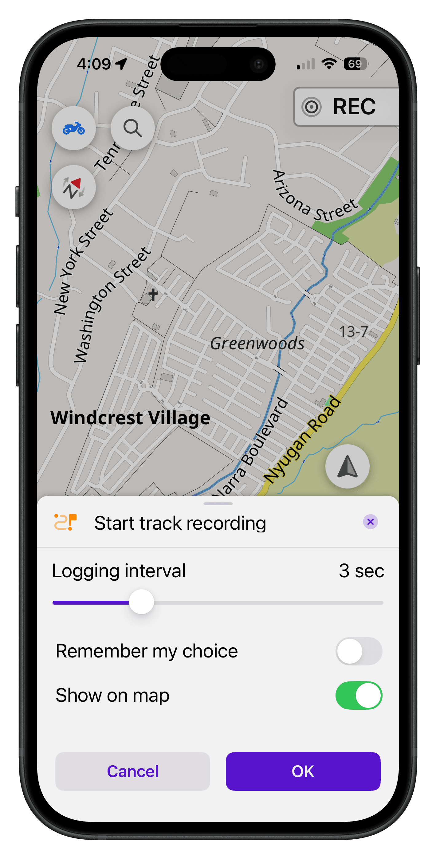 MotoTracker — GPX ride recording